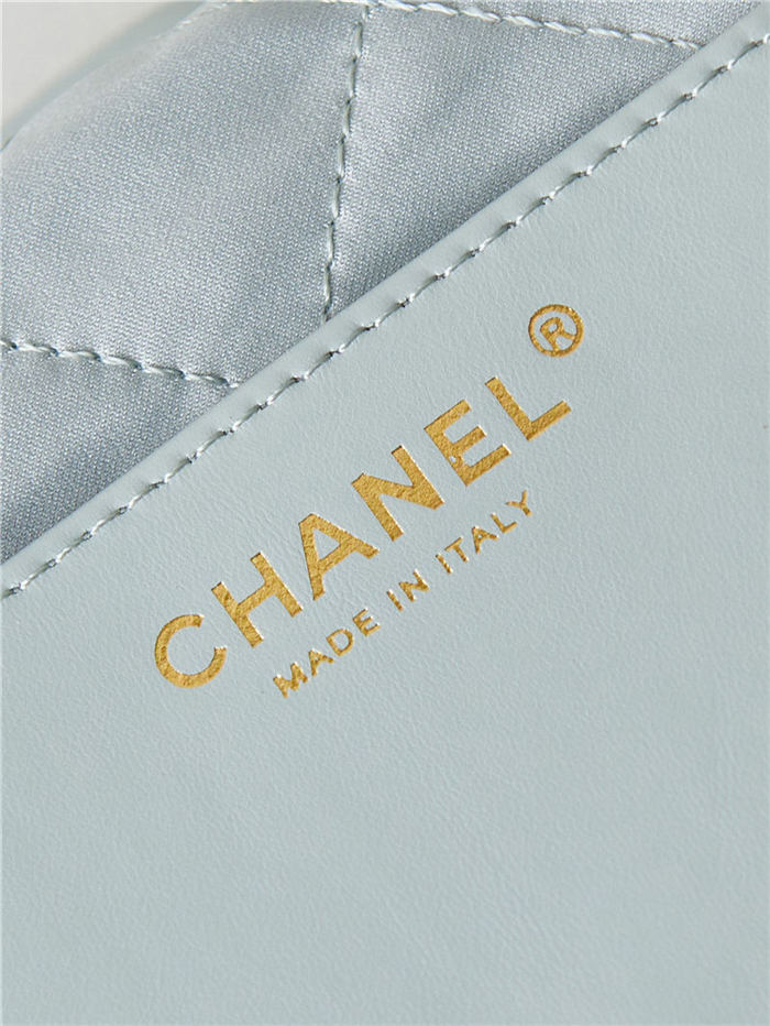 Chanel 22 MINI HANDBAG Shiny Calfskin Pale Green & Gold-Tone Metal AS3980 A