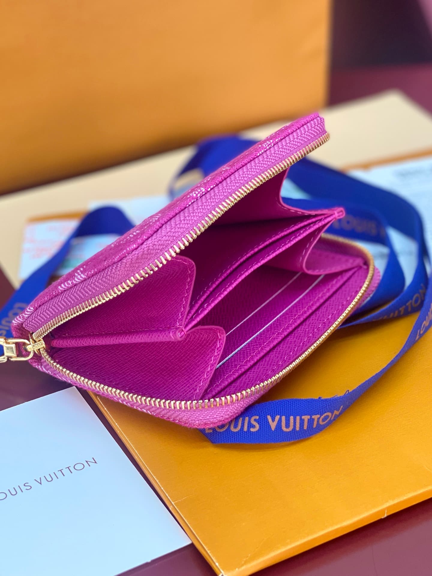 Louis Vuitton Lou Wallet Fuchsia Denim M60067 High