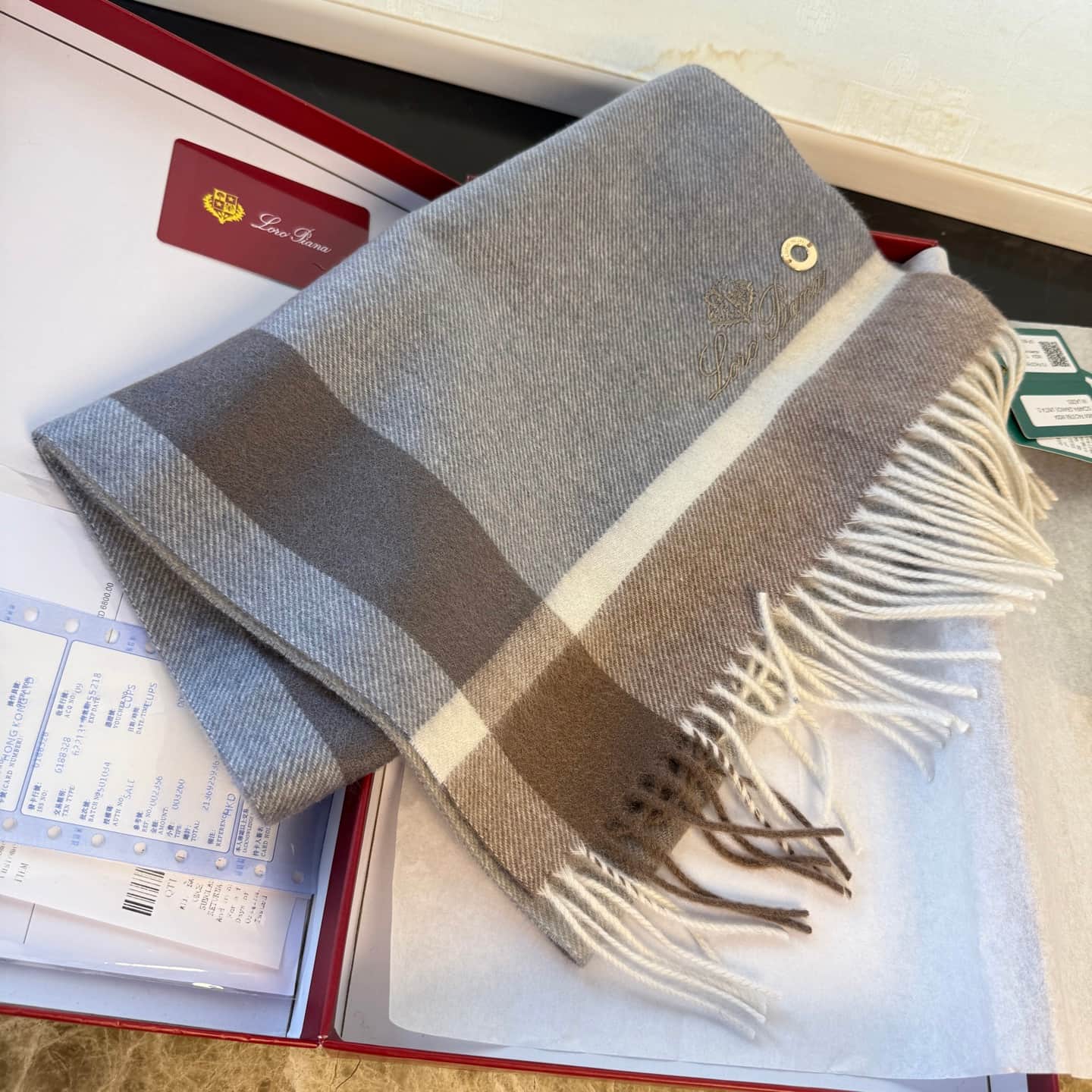 Loro Piana cashmere plaid scarf