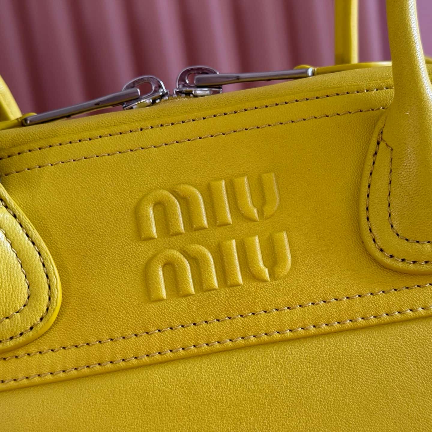 Miu Miu Vivant nappa leather bag Yellow 5BB199 TOP