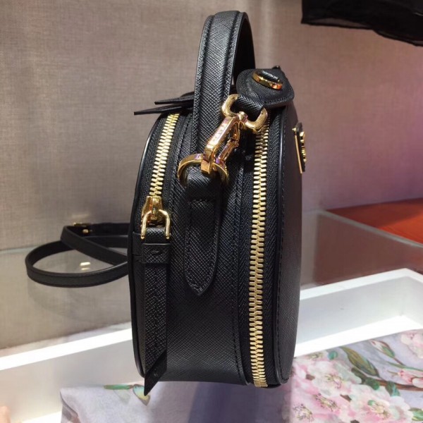 Prada Odette Black Saffiano Leather Bag High