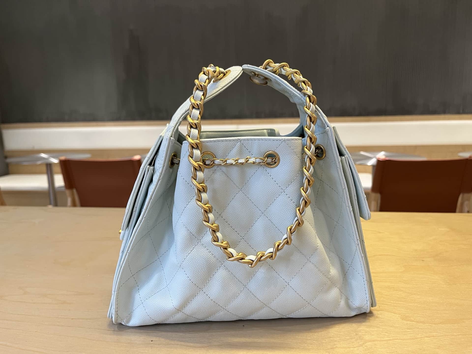 Chanel 25 Small Hobo handbag AS5293 Grained Calfskin & Gold-tone Metal Light-Blue A
