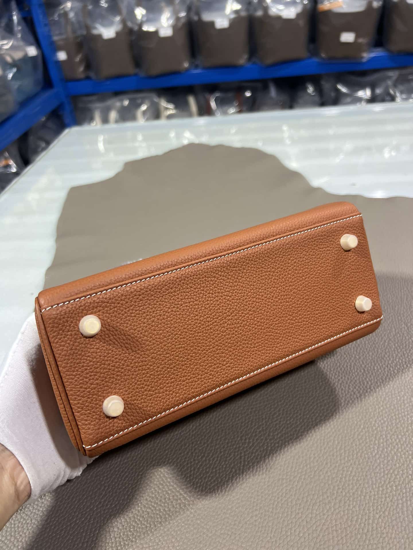 Hermes Kelly 25/28/32cm Retourne Bag Togo Leather In Gold WAX High