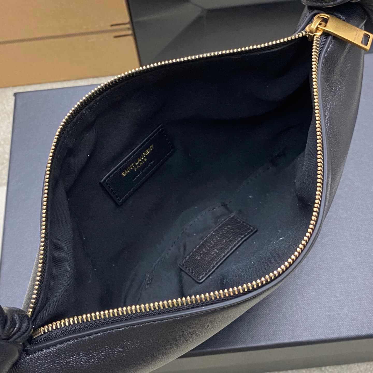 Saint Laurent AMALIA mini hobo in Black Lambskin 862558 High