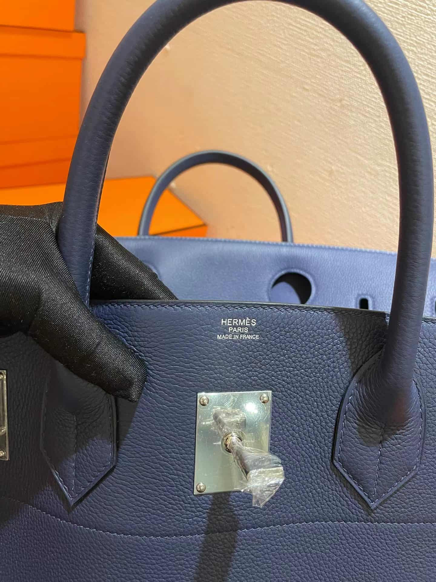 Hermes HAC Birkin 40 Bag Togo Leather In Navy WAX High Customizing Style