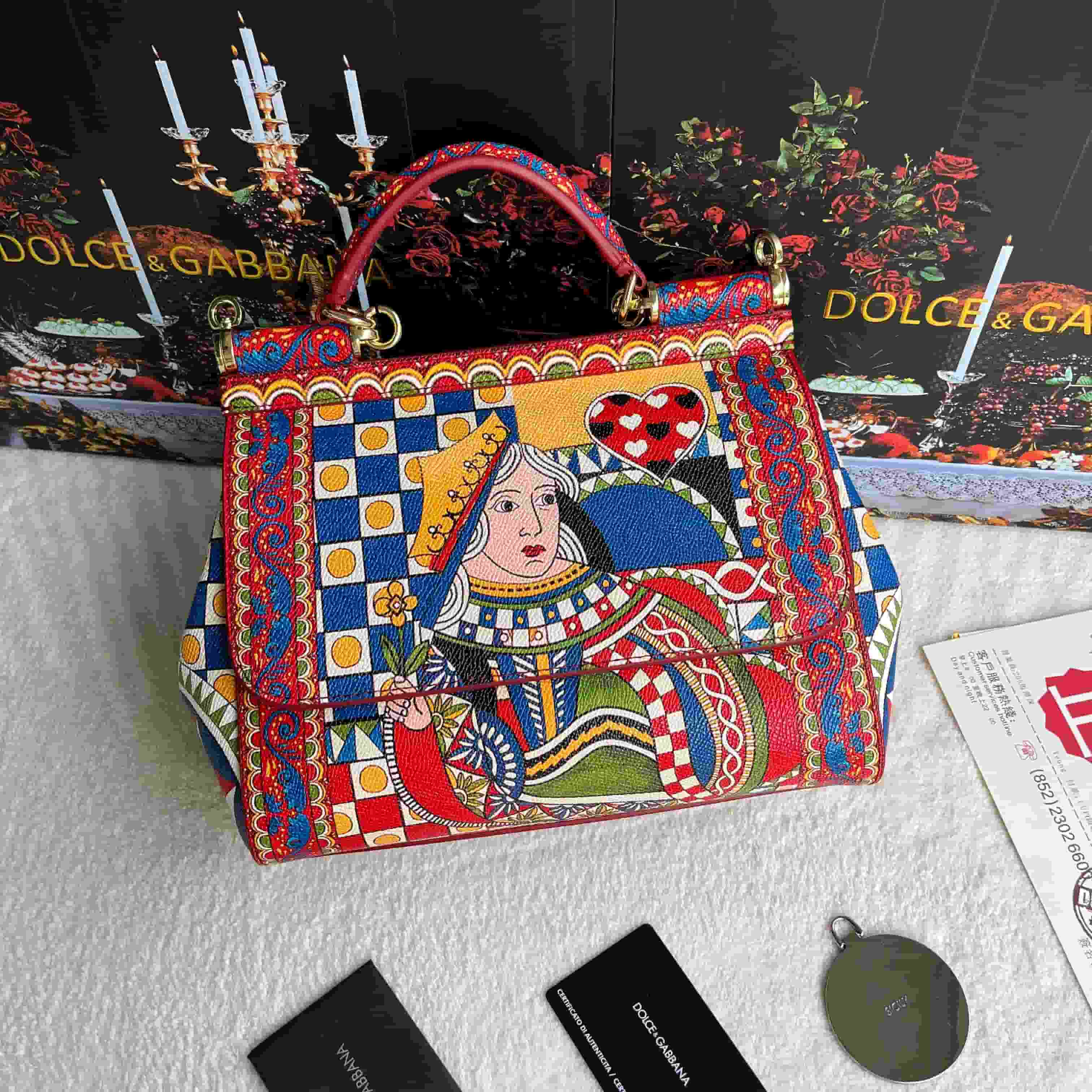 Dolce & Gabbana Miss Sicily top handle bag with multicolor print leather High