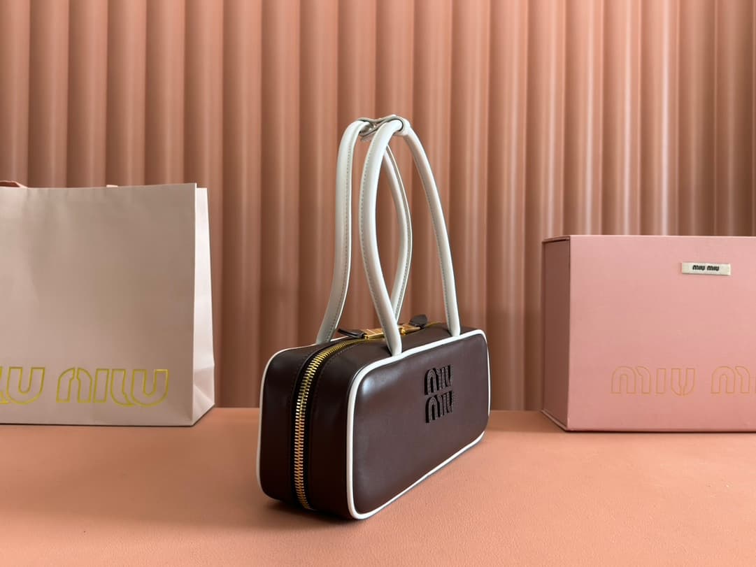 Miu Miu Contrast Beau Bag Briarwood/White 5BB173 TOP