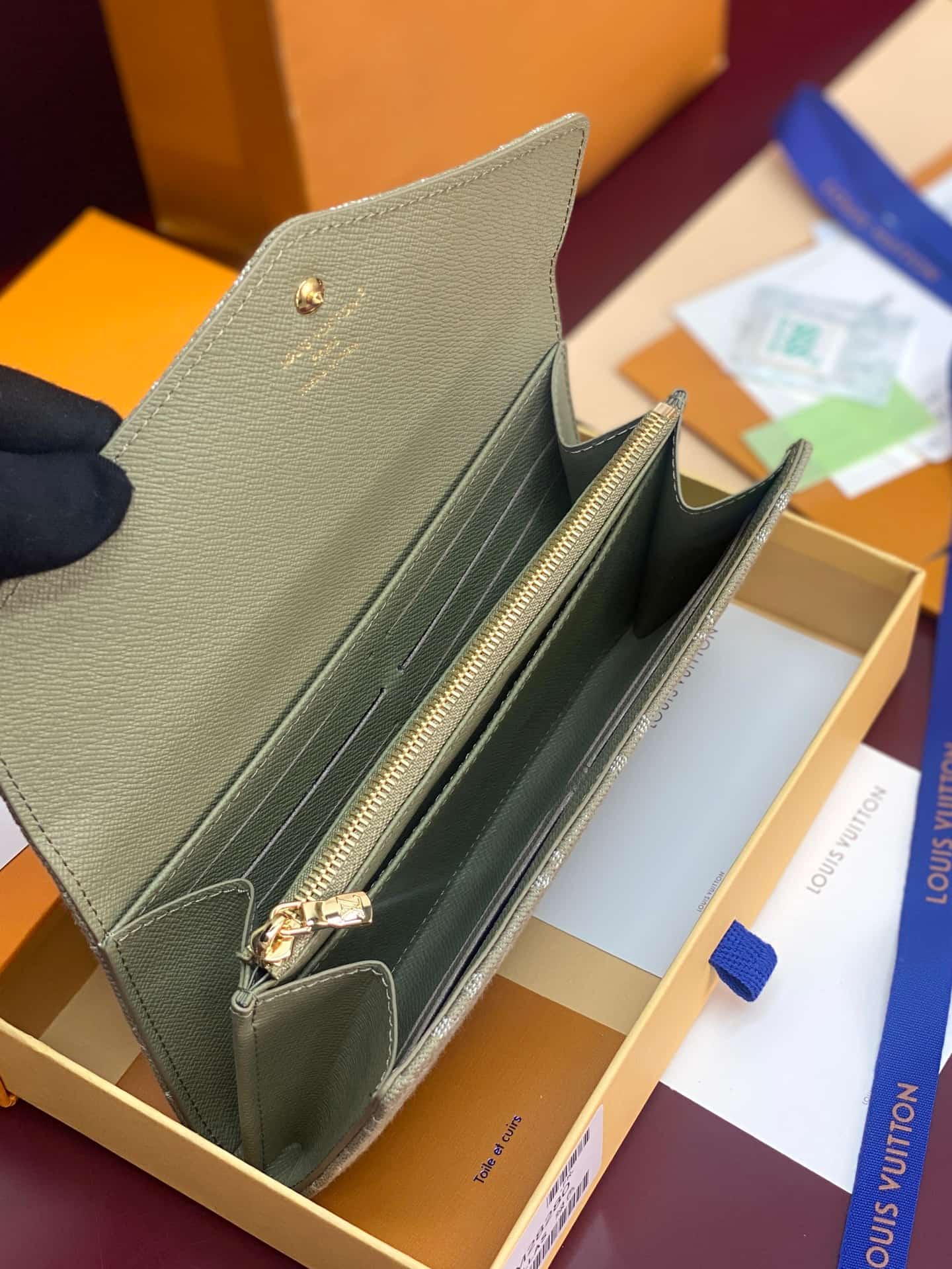 Louis Vuitton Sarah Wallet Khaki Denim M28280 High