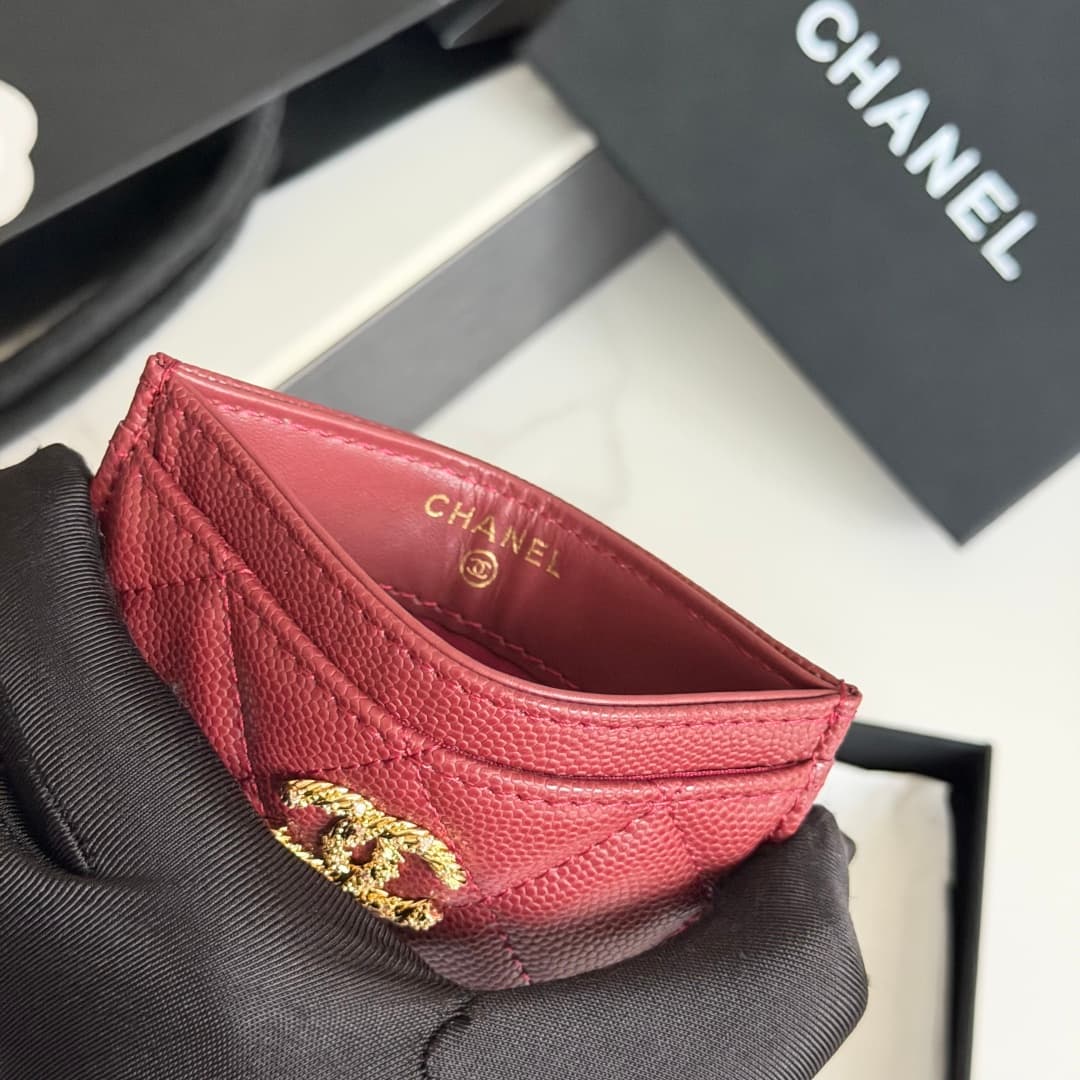 Chanel Card Holder Grained Calfskin Strass& Gold-Tone Metal AP5072 High