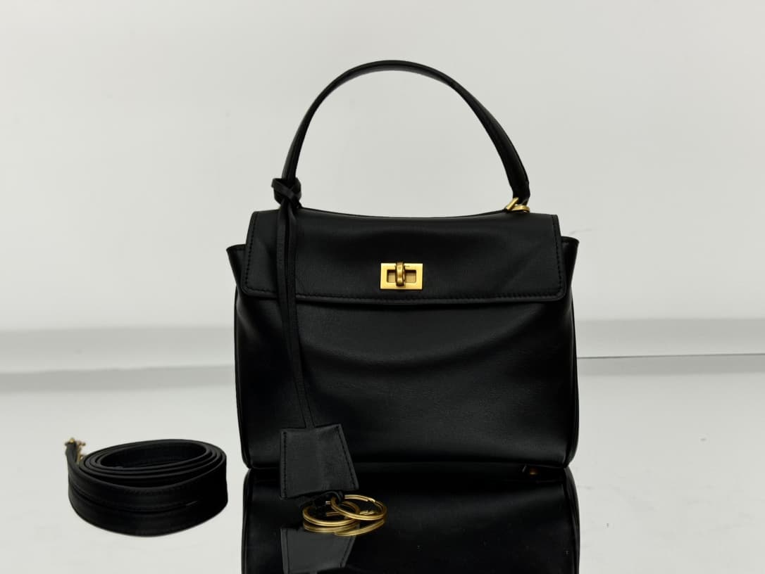 Balenciaga Rodeo Mini bag in black Smooth Calfskin Leather With Gold-Tone Metal TOP