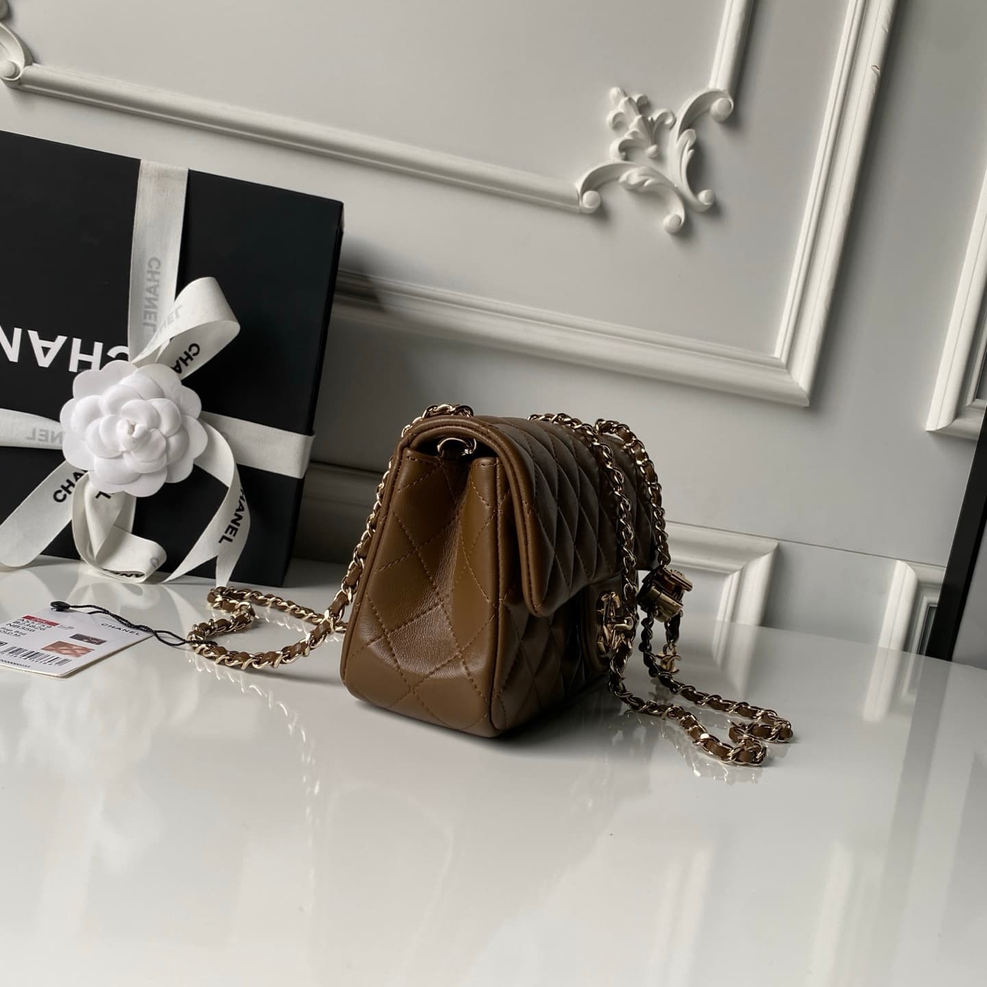 Chanel Classic Flap Bag Lambskin & Gold-Tone Metal AS5759 Dark Brown A