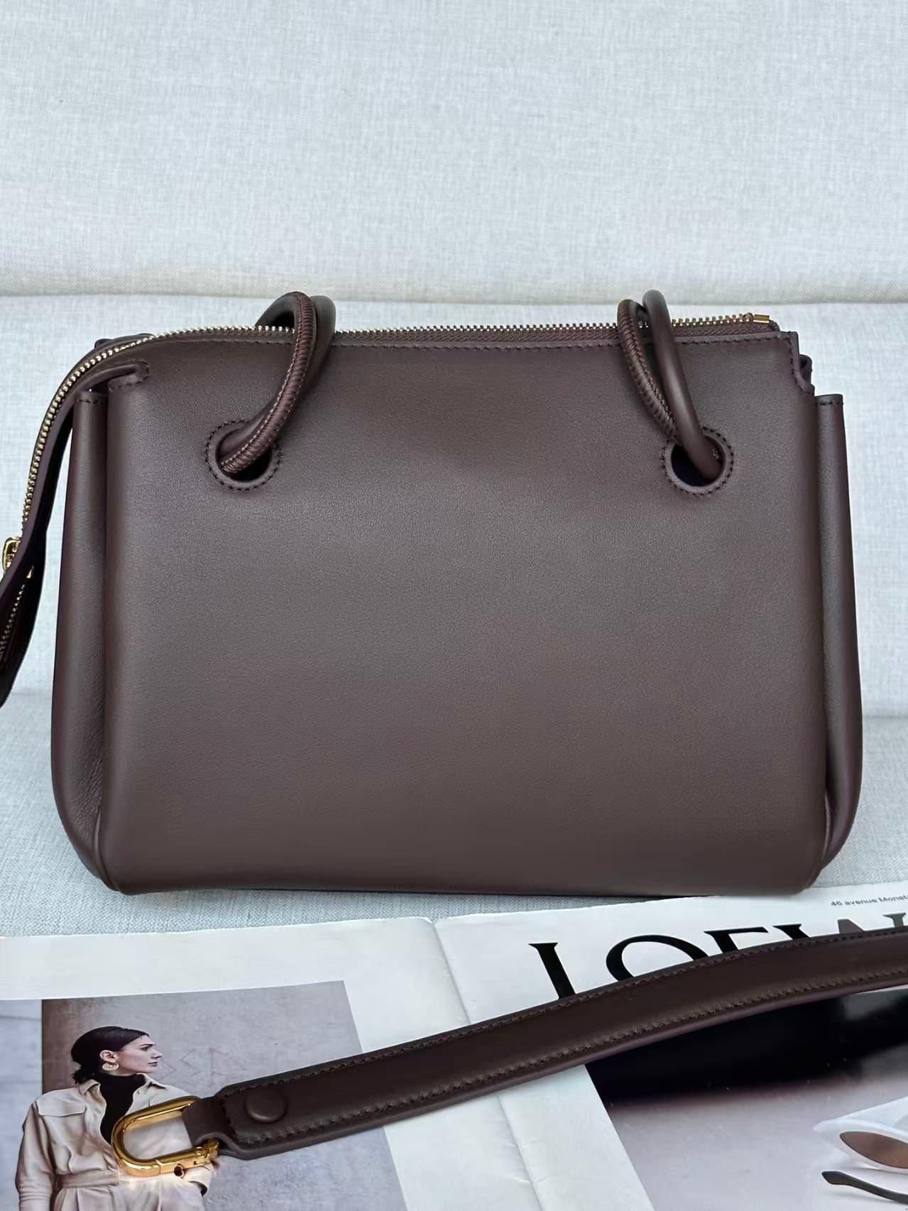 LOEWE Small Madrid bag in supple Calfskin Dark Brown High