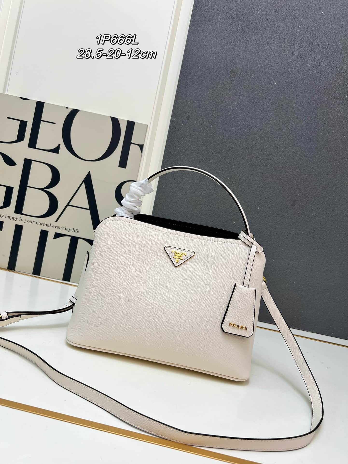 Prada Saffiano Leather Matinée Handbag White