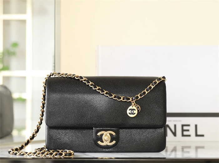 Chanel SMALL FLAP BAG Grained Shiny Calfskin & Gold-Tone Metal TOP