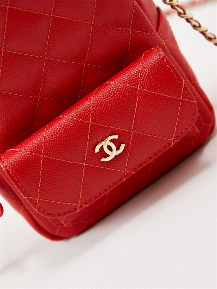 Chanel Mini Backpack Grained Calfskin Gold-Tone Metal AP3753 Red A