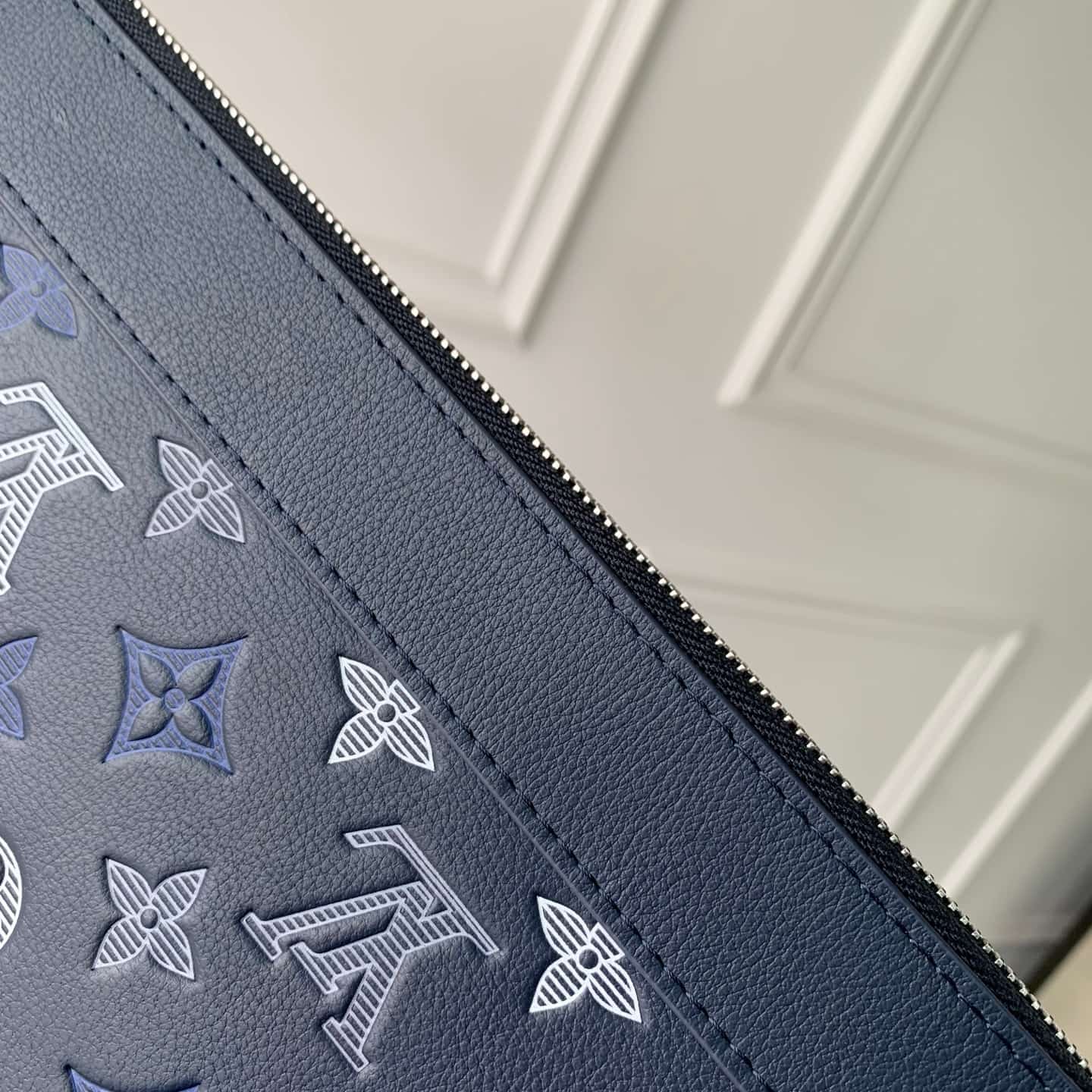 Louis Vuitton Pochette To-Go Navy Blue Monogram Shadow calfskin leather M28913 High
