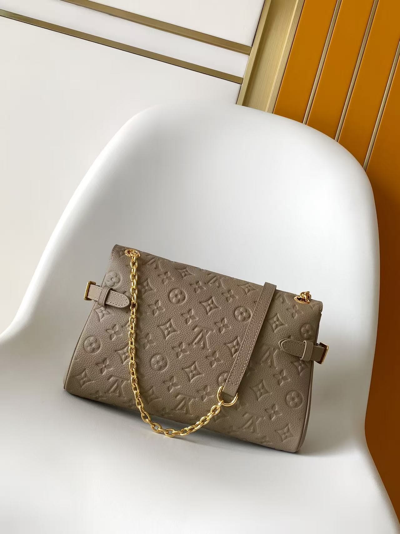 Louis Vuitton Anytime Flap Bag Tourterelle Gray Cowhide leather M14973 High