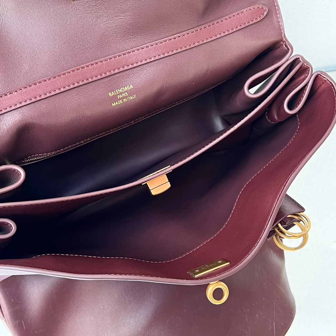 Balenciaga Rodeo Medium Bag in Dark Burgundy Leather With Gold-Tone Metal TOP