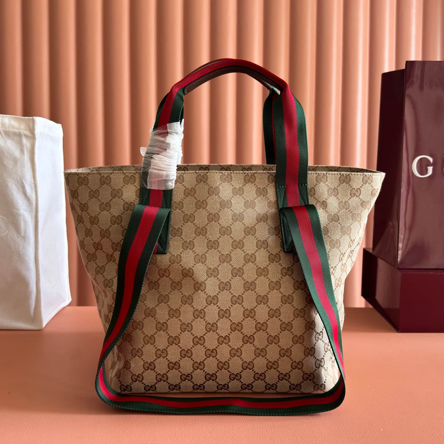 Gucci GG small tote bag Sand and dark brown GG canvas ‎875941 High