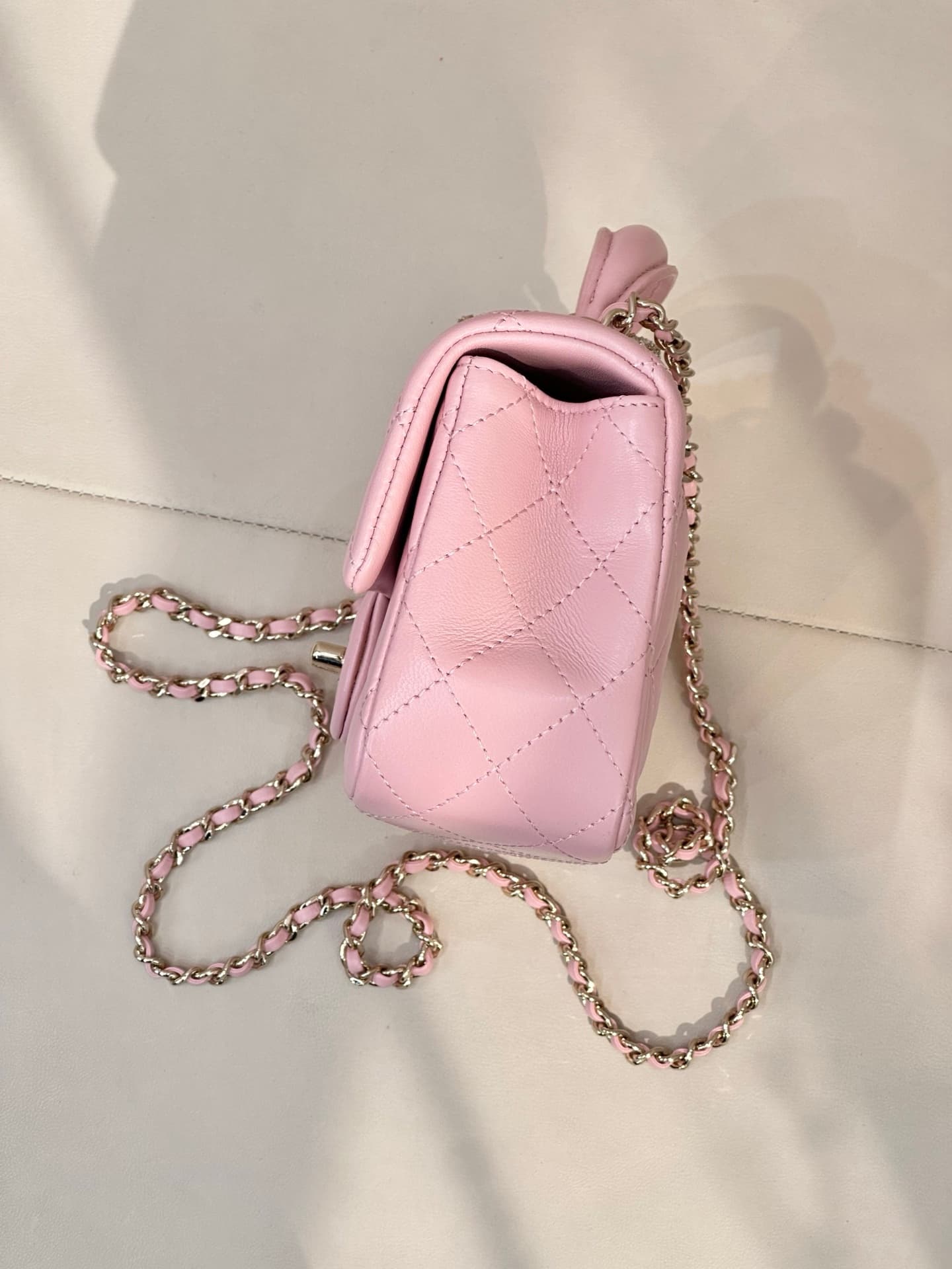 Chanel Mini Classic Handbag Lambskin Strass & Gold-Tone Metal AS2431 pink TOP