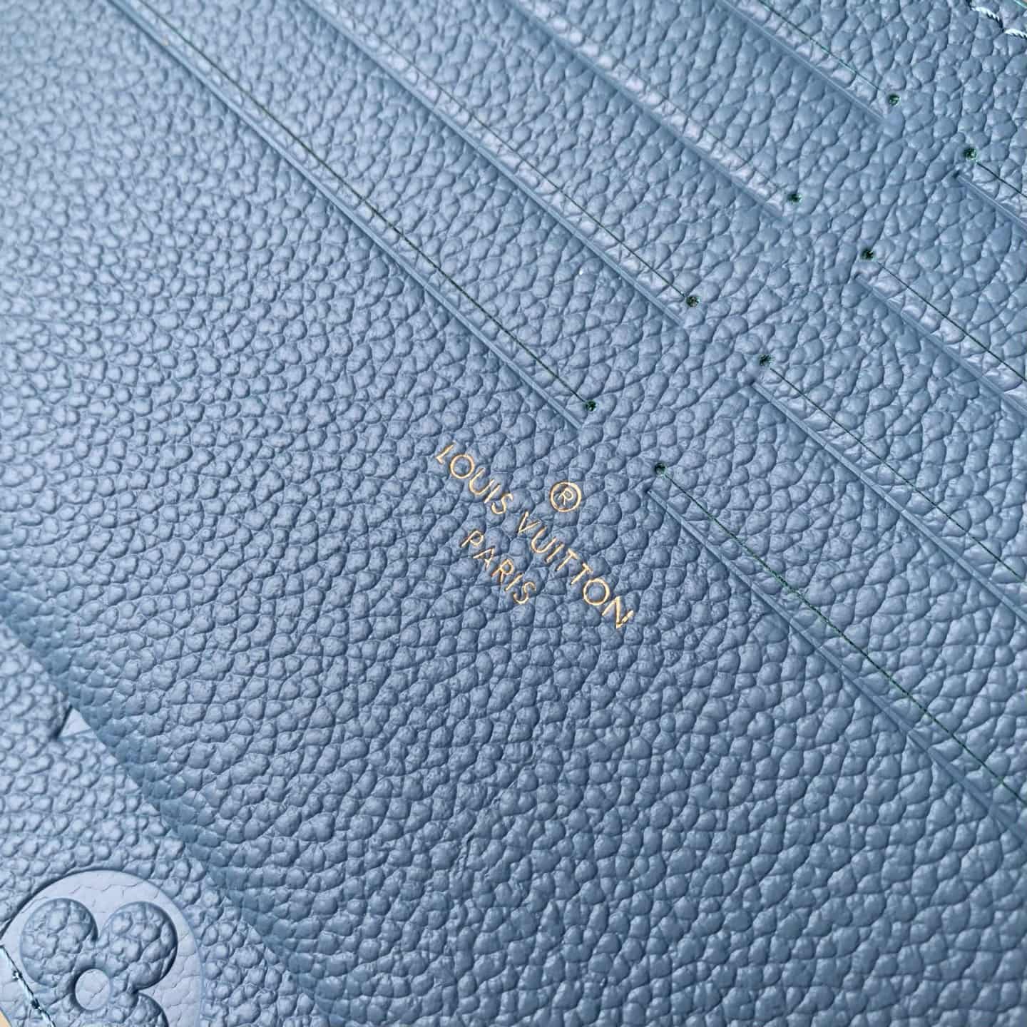 Louis Vuitton Pochette Félicie Denim Blue Embossed grained cowhide leather M28891 High