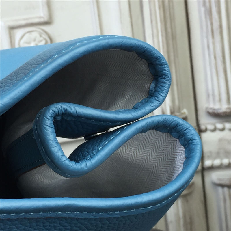 Hermes Garden Party 30/36 Bag Calfskin In Denim Blue High