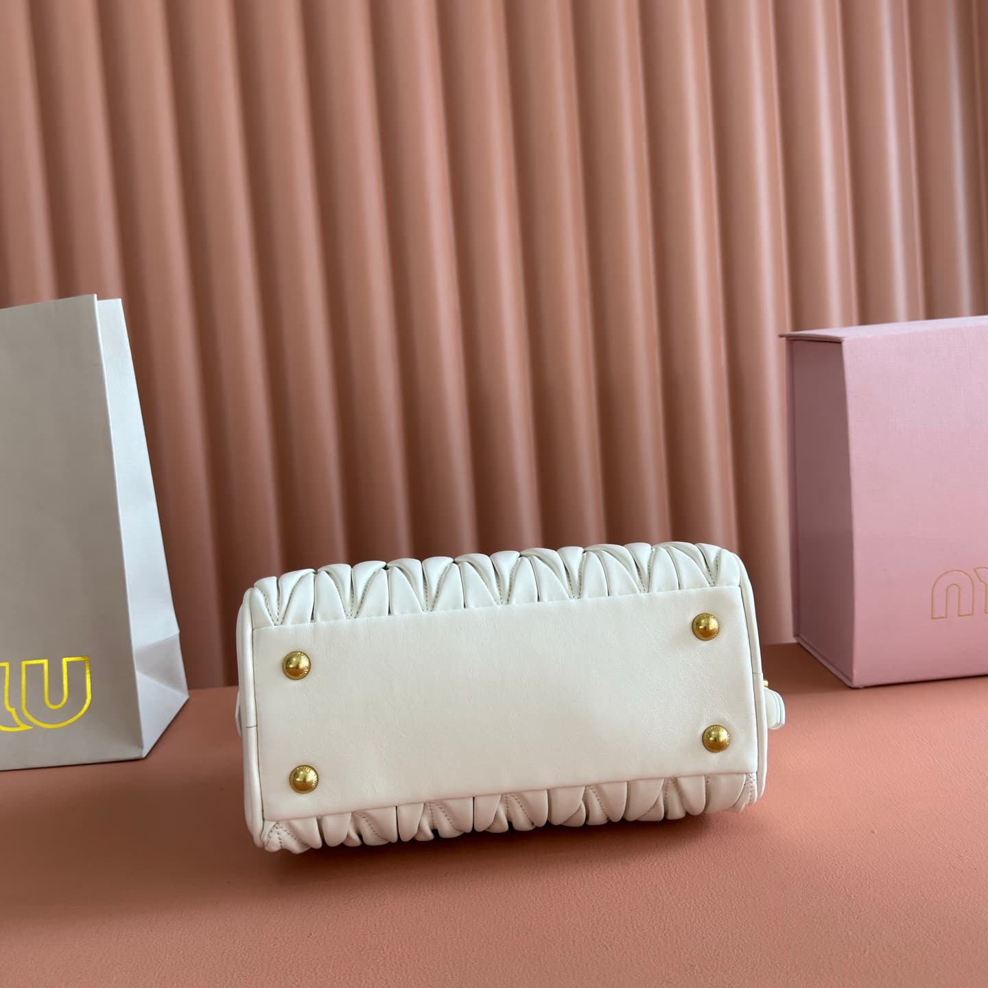 Miu Miu Arcadie Matelassé nappa leather bag White 5BB191 TOP