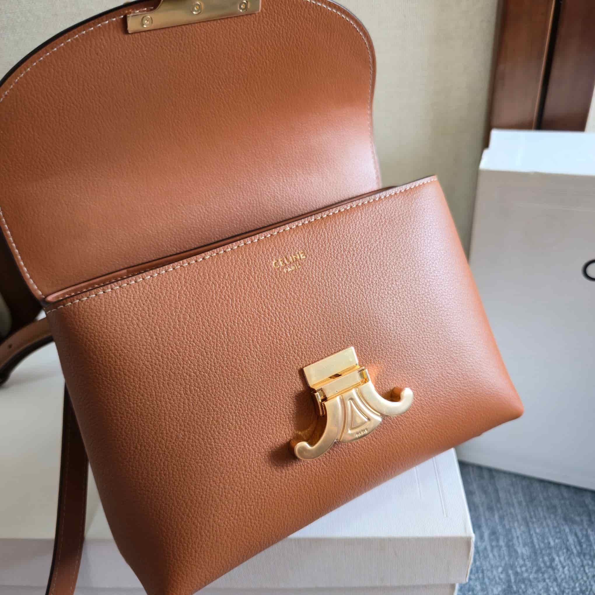 Celine Mini Nino bag in Tan Supple Calfskin High