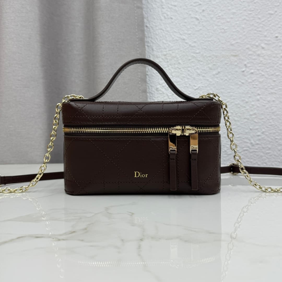 Dior Trianon Soft Vanity Bag Coffee Lambskin S4613 High
