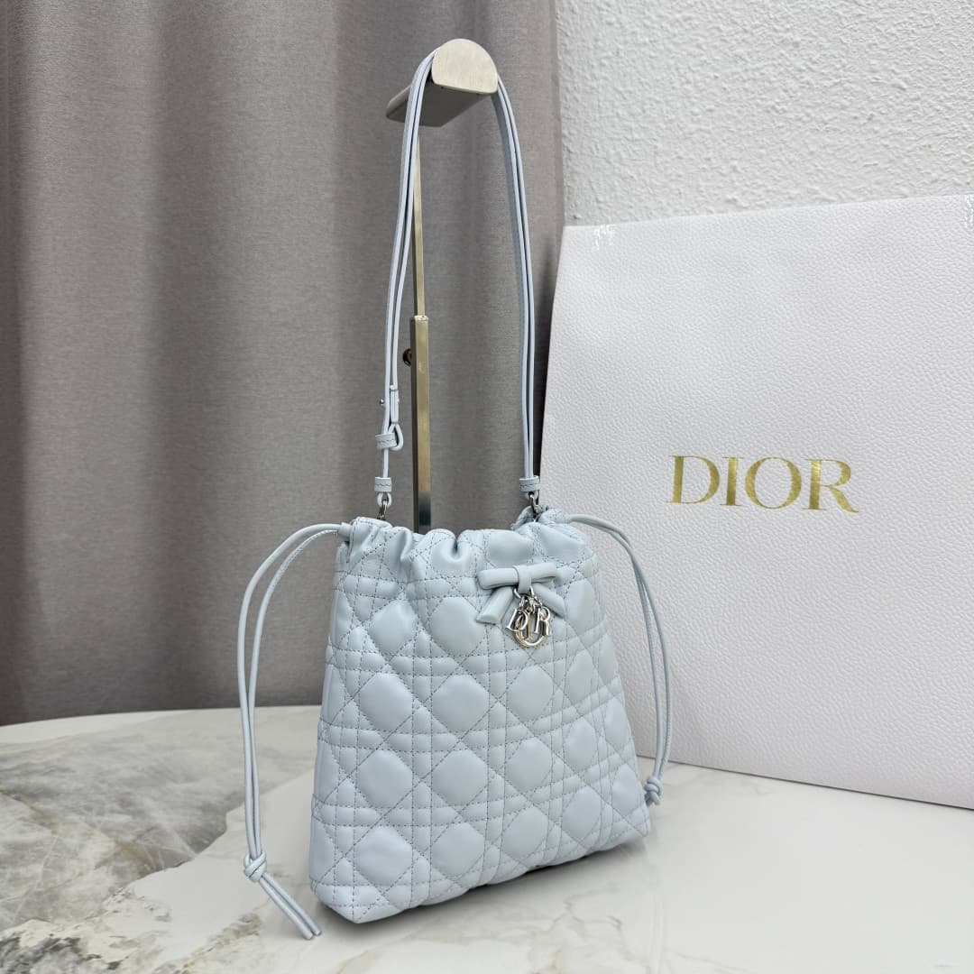 Adiorable Mini Bucket Bag Ice Blue Cannage Lambskin High