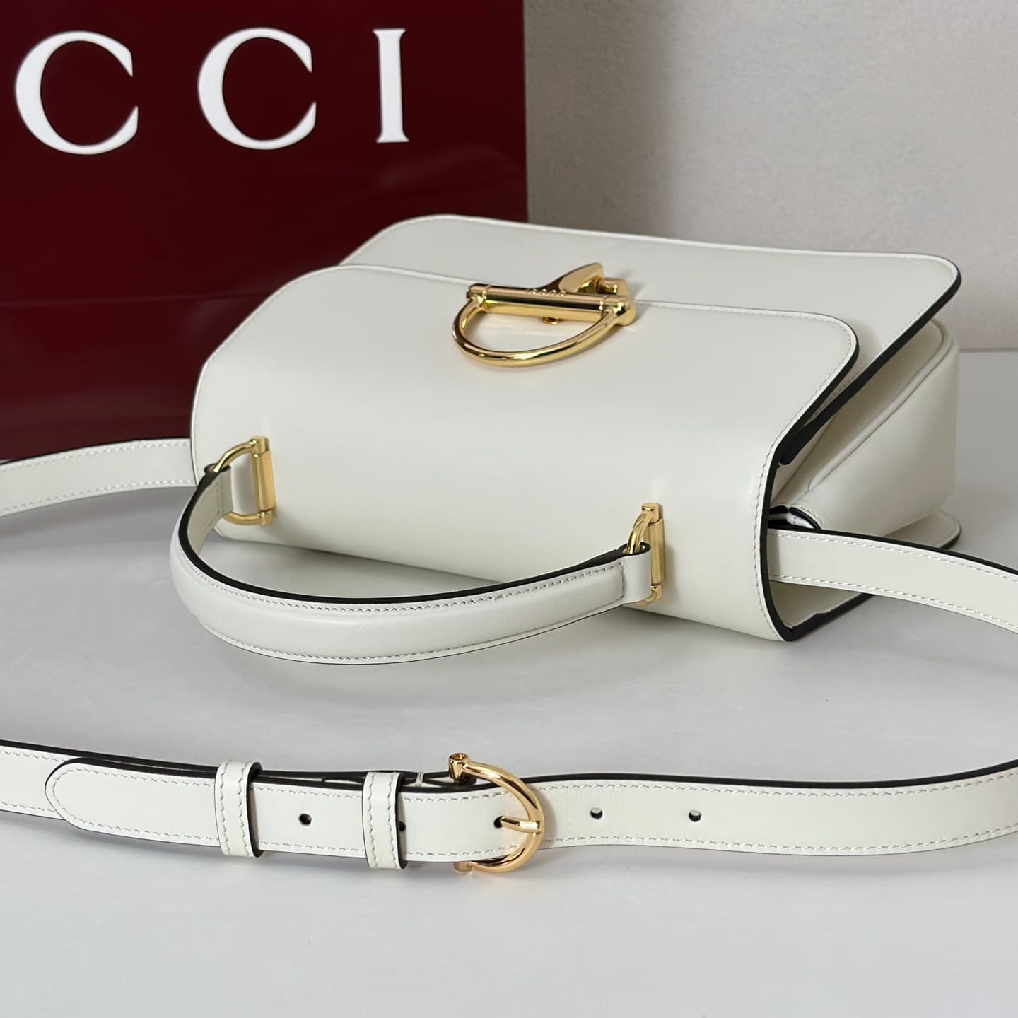 Gucci Siena medium top handle bag 855535 White High