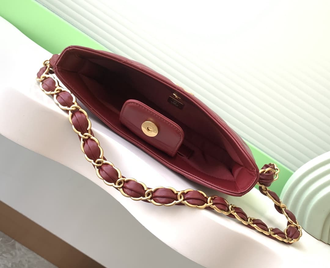 Chanel HOBO HANDBAG AS5177 Lambskin & Gold-Tone Metal Burgundy A