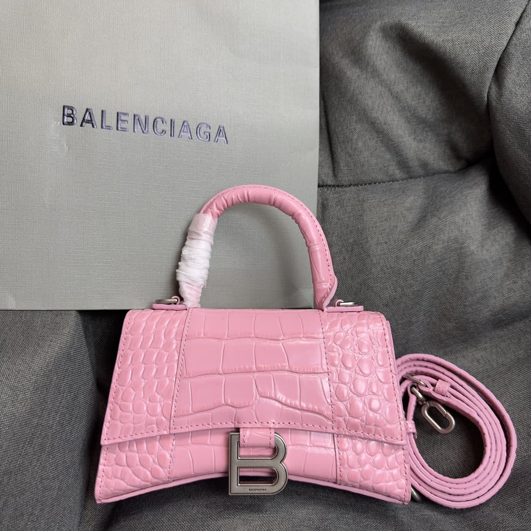 WOMEN'S HOURGLASS XS TOP HANDLE BAG Crocodile Pink High