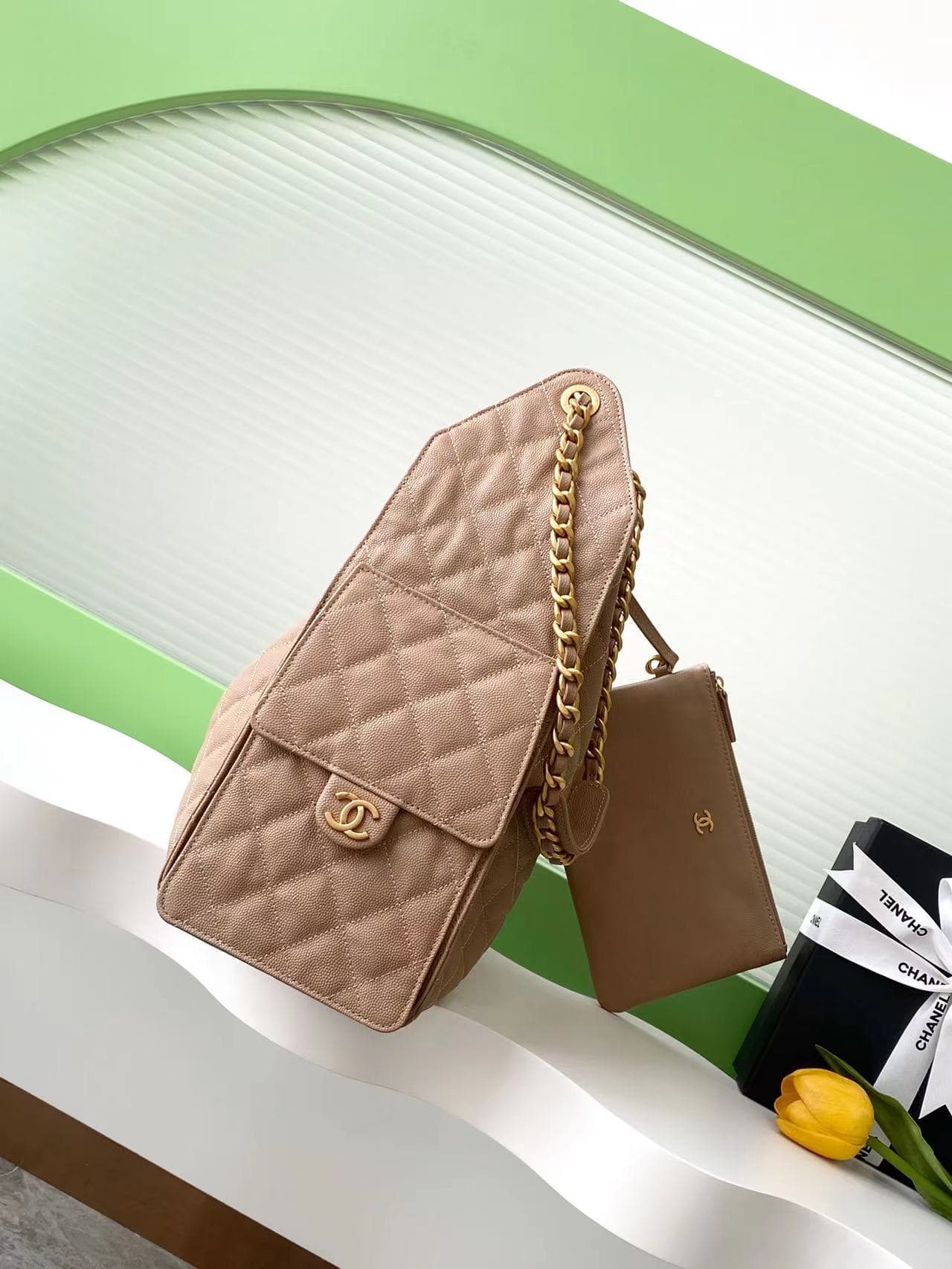 Chanel 25 Medium Hobo Medium handbag AS5311 Grained Calfskin & Gold-tone Metal Beige A