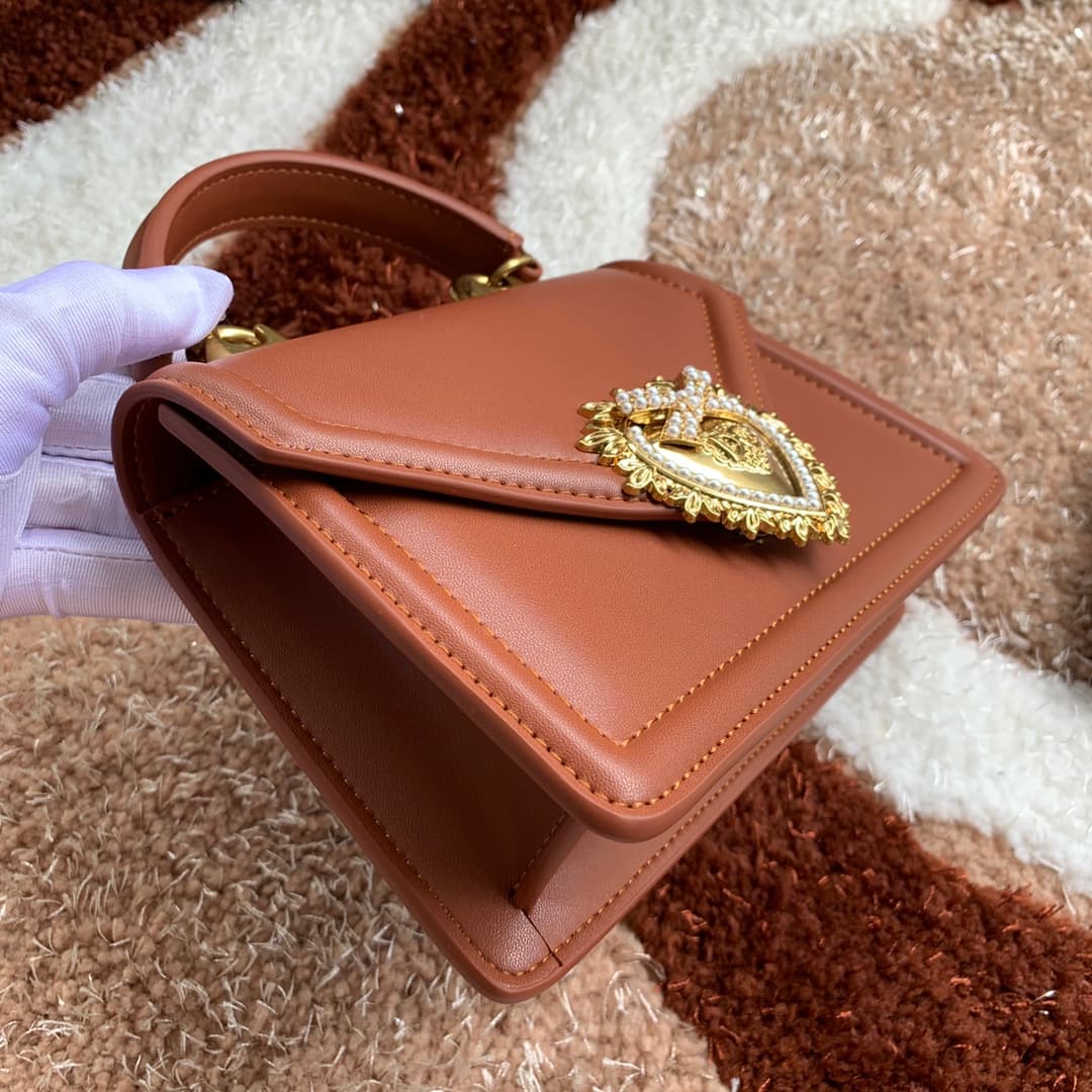 Dolce & Gabbana Small Devotion bag in smooth calfskin in Caramel High