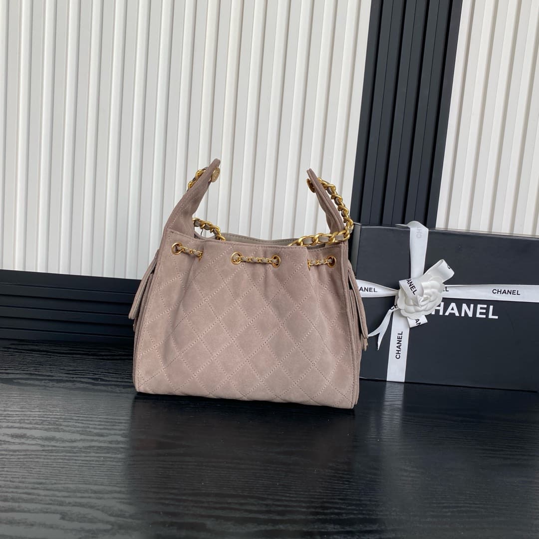 Chanel 25 Small Hobo handbag AS5293 Suede & gold-tone metal Beige A