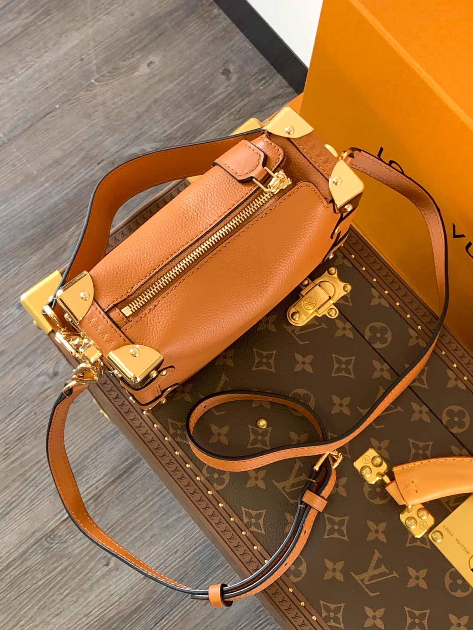 Louis Vuitton Side Trunk PM Tan Calfskin M23818 High