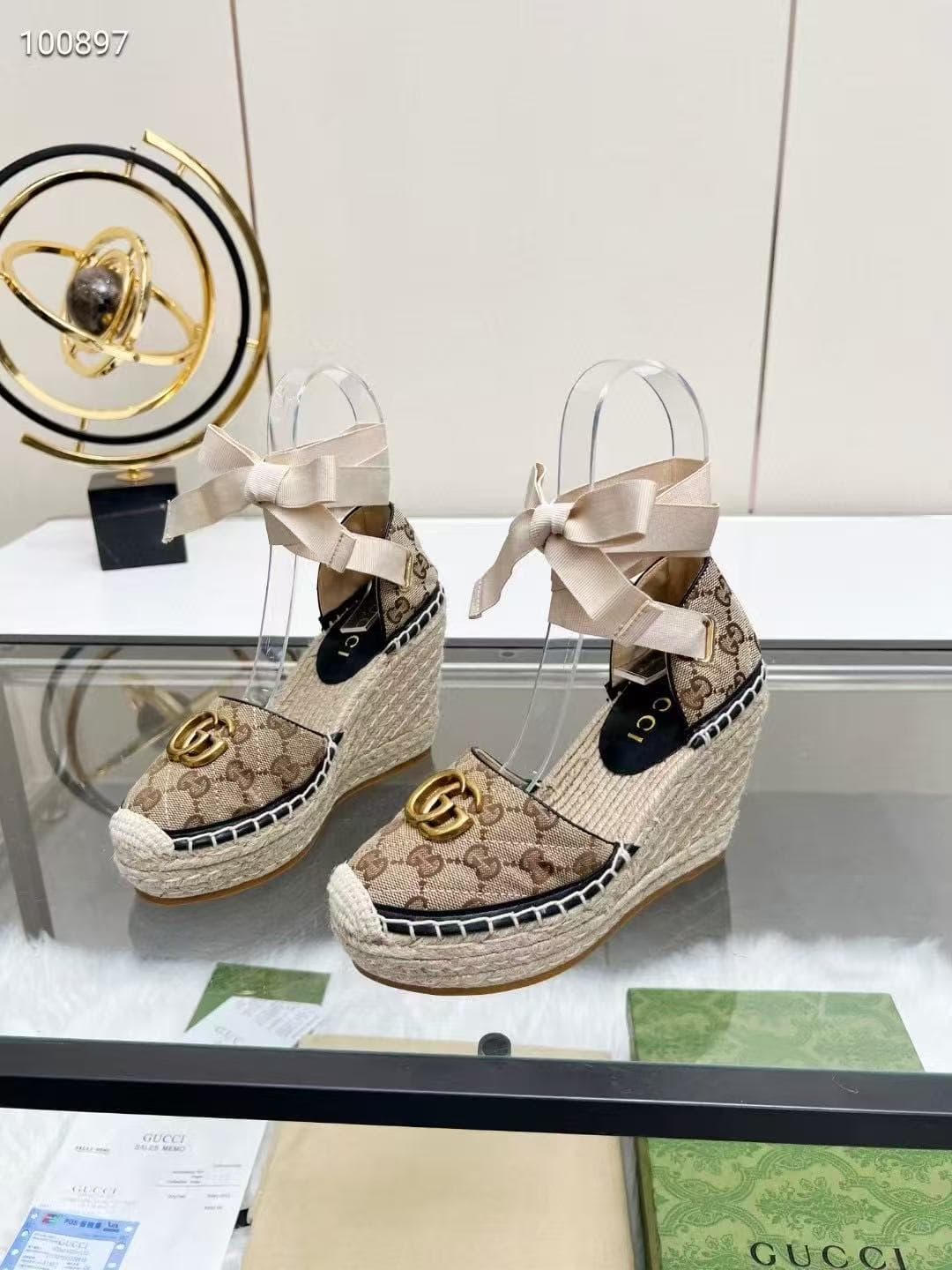 Gucci Monogram Matelassé GG Marmont platform sandals