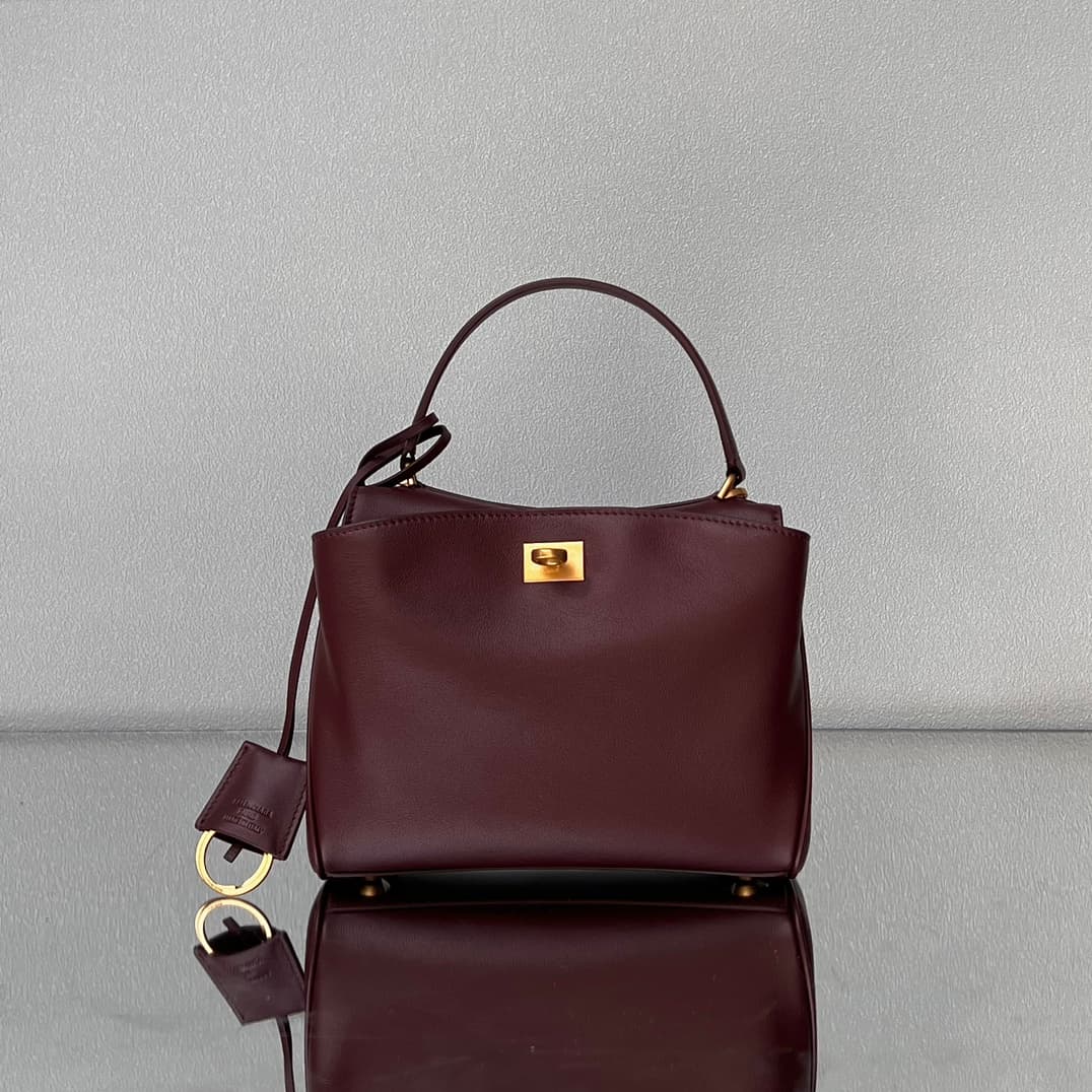 Balenciaga Rodeo Mini Bag in Dark Burgundy Leather With Gold-Tone Metal TOP
