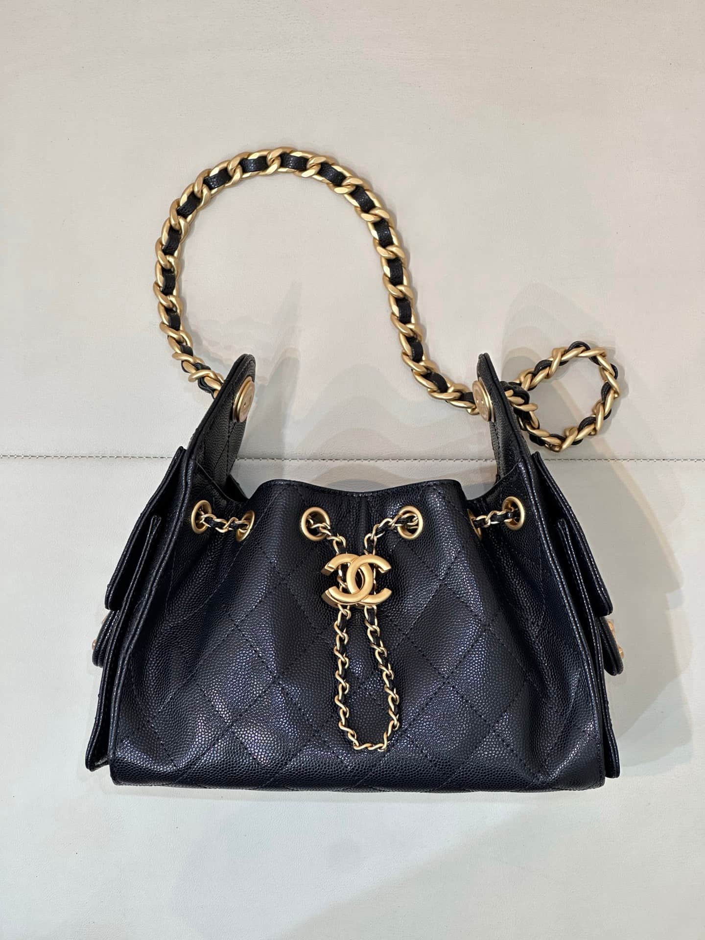 CHANEL 25 Mini Handbag AS5631 Grained Calfskin & Gold-tone Metal Black TOP