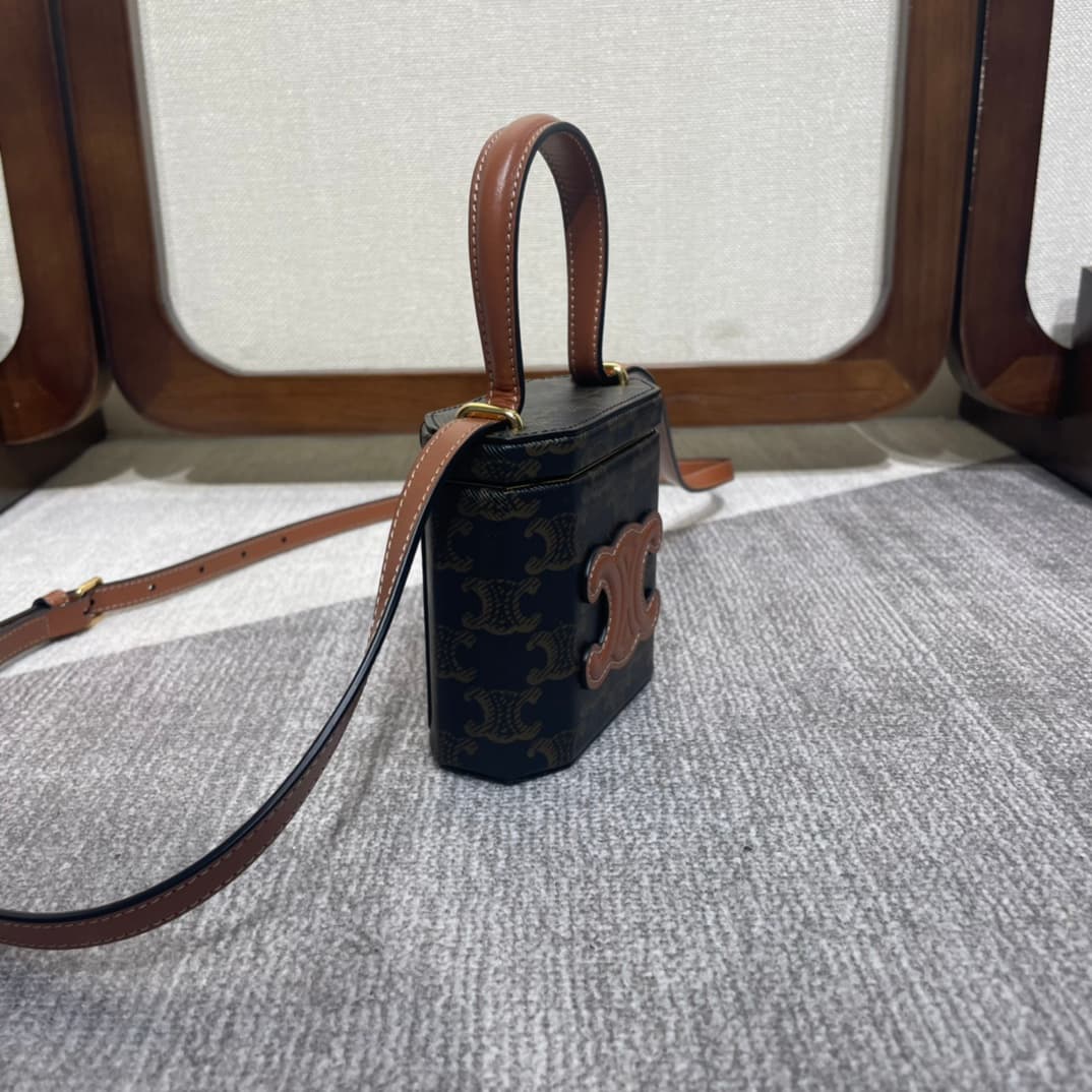 Celine LOCK Cuir Triomphe Box in Canvas and Calfskin High