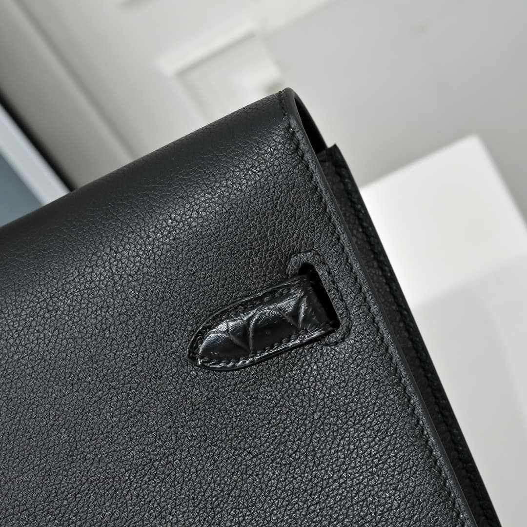 Hermes Kelly depeches Togo 36 briefcase In Black CalfskIn WAX High