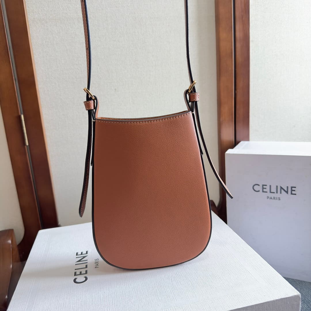 Celine Heloise Phone Pouch in Tan Supple Calfskin Leather High