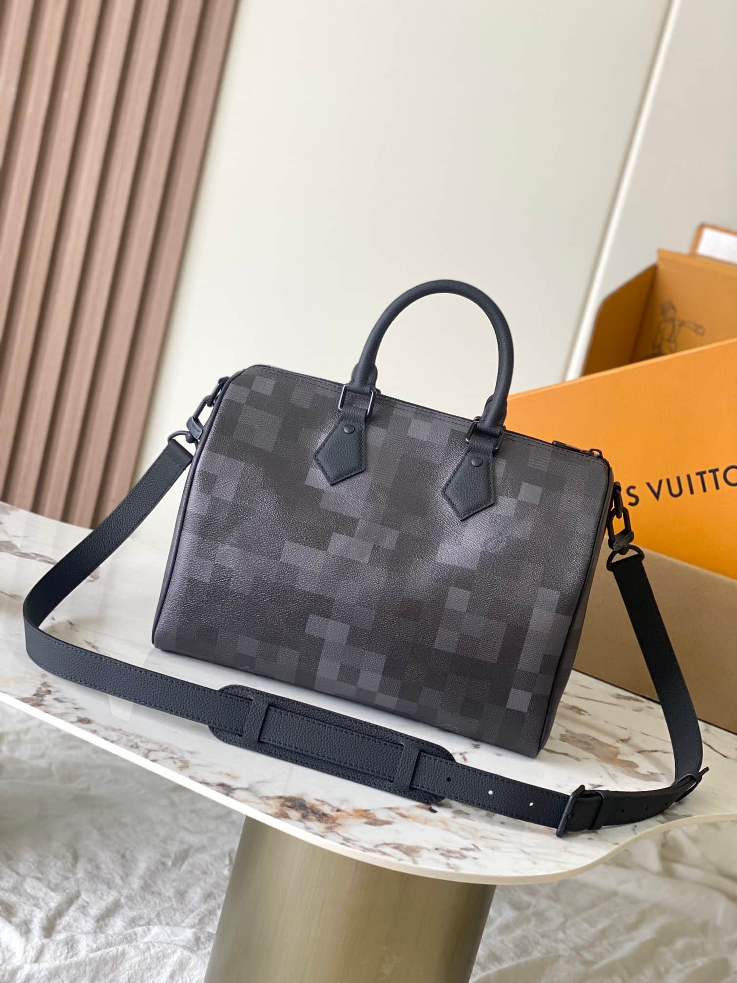 Louis Vuitton Speedy 30 Bandoulière Black Damoflage coated canvas M28977 TOP