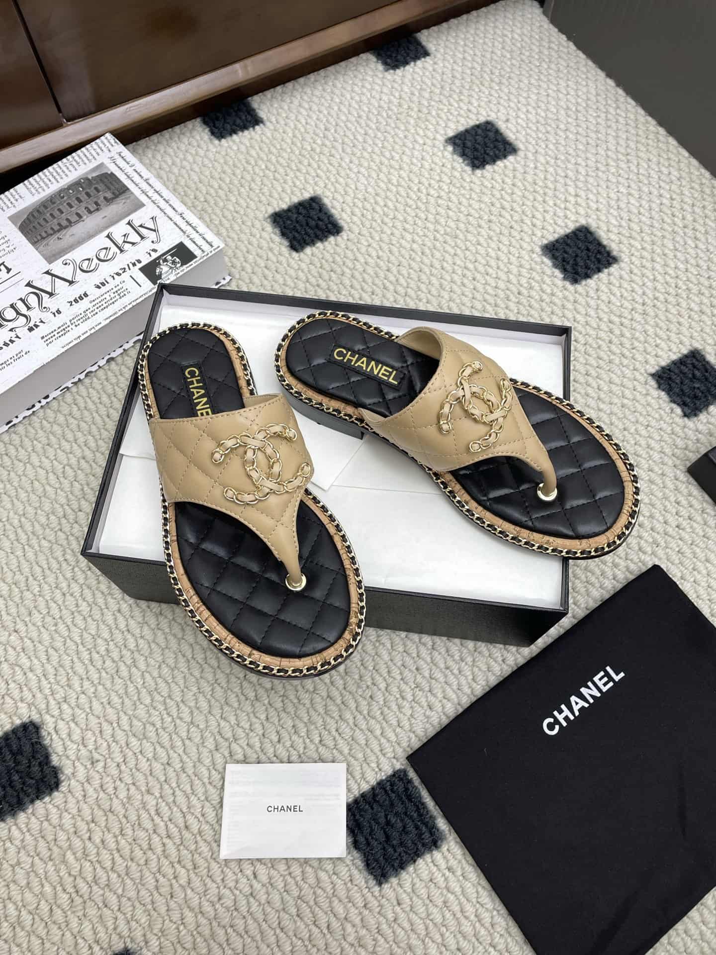 Chanel Patent Leather Cc Dad Sandals shoes Women