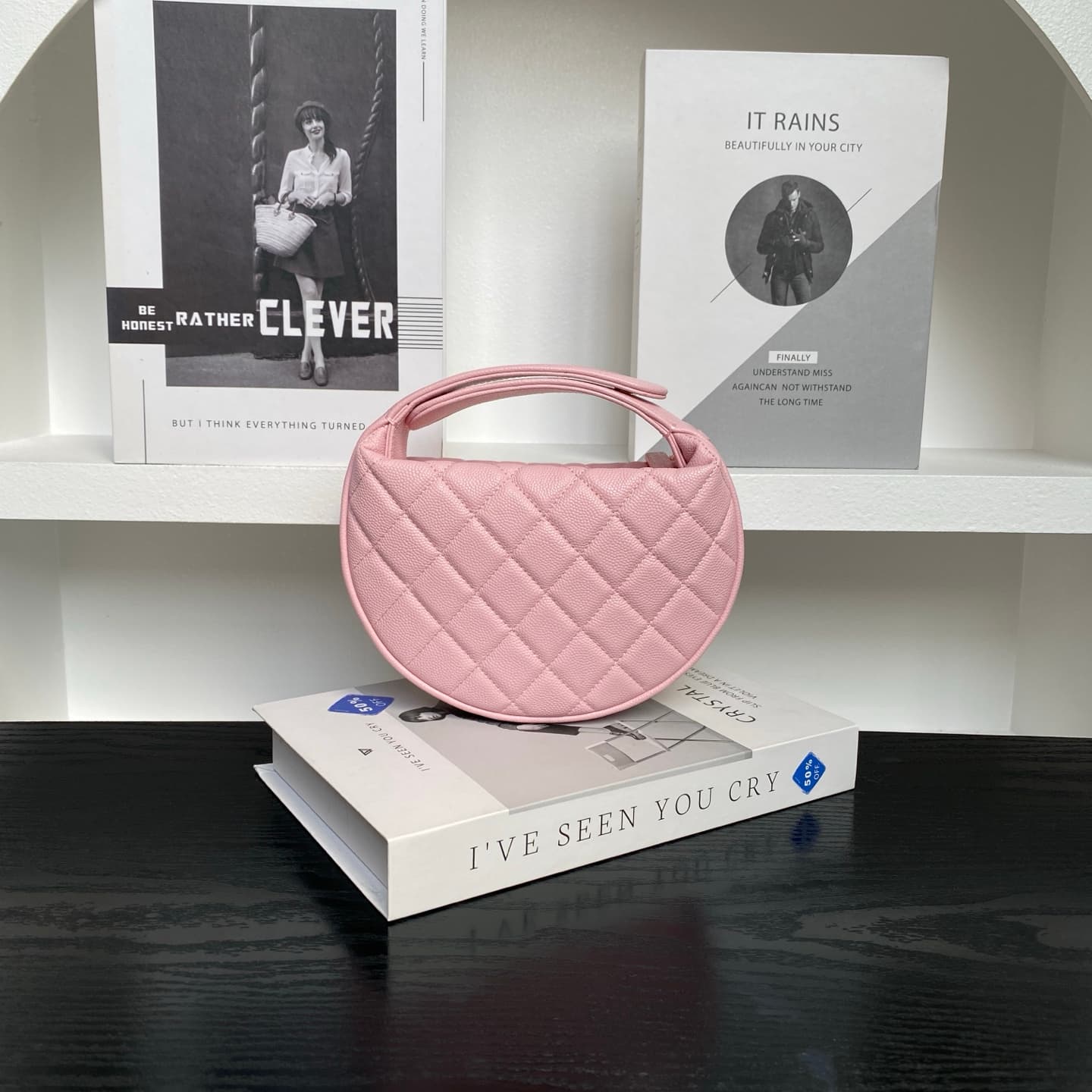 Chanel mini round hobo pouch bag AP4584 Grained Calfskin & gold-tone metal pink high