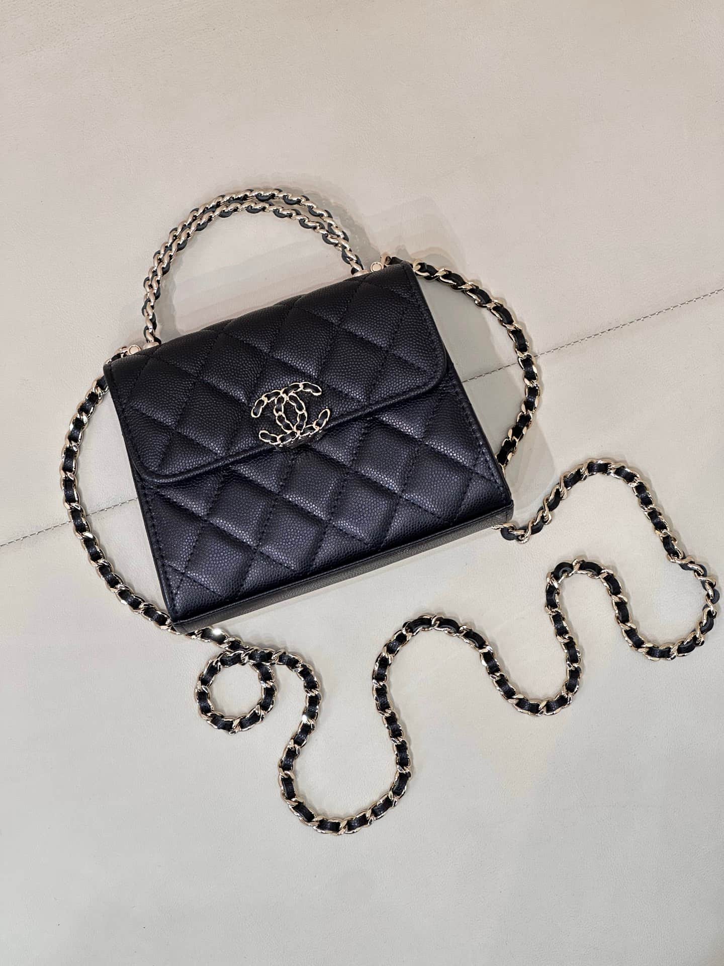Chanel Clutch with chain Grained Calfskin&Gold-Tone Metal Black AP3236 TOP