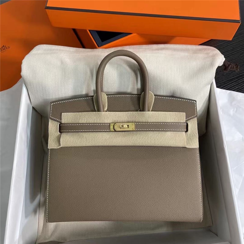 Hermes Birkin Sellier Bag Epsom Leather WAX Etoupe Gold-Metal High