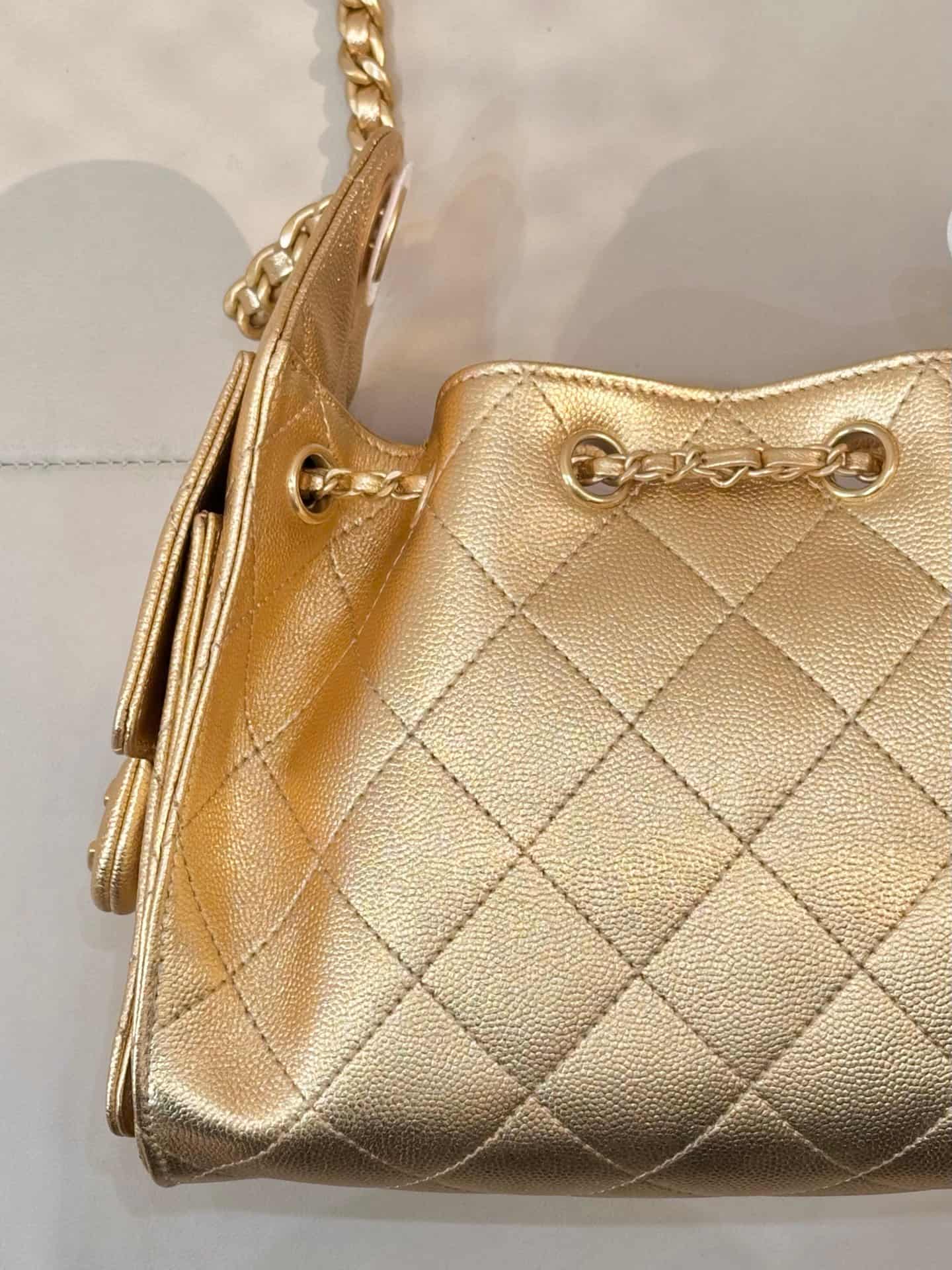 CHANEL 25 Mini Handbag AS5631 Grained Calfskin & Gold-tone Metal Gold TOP