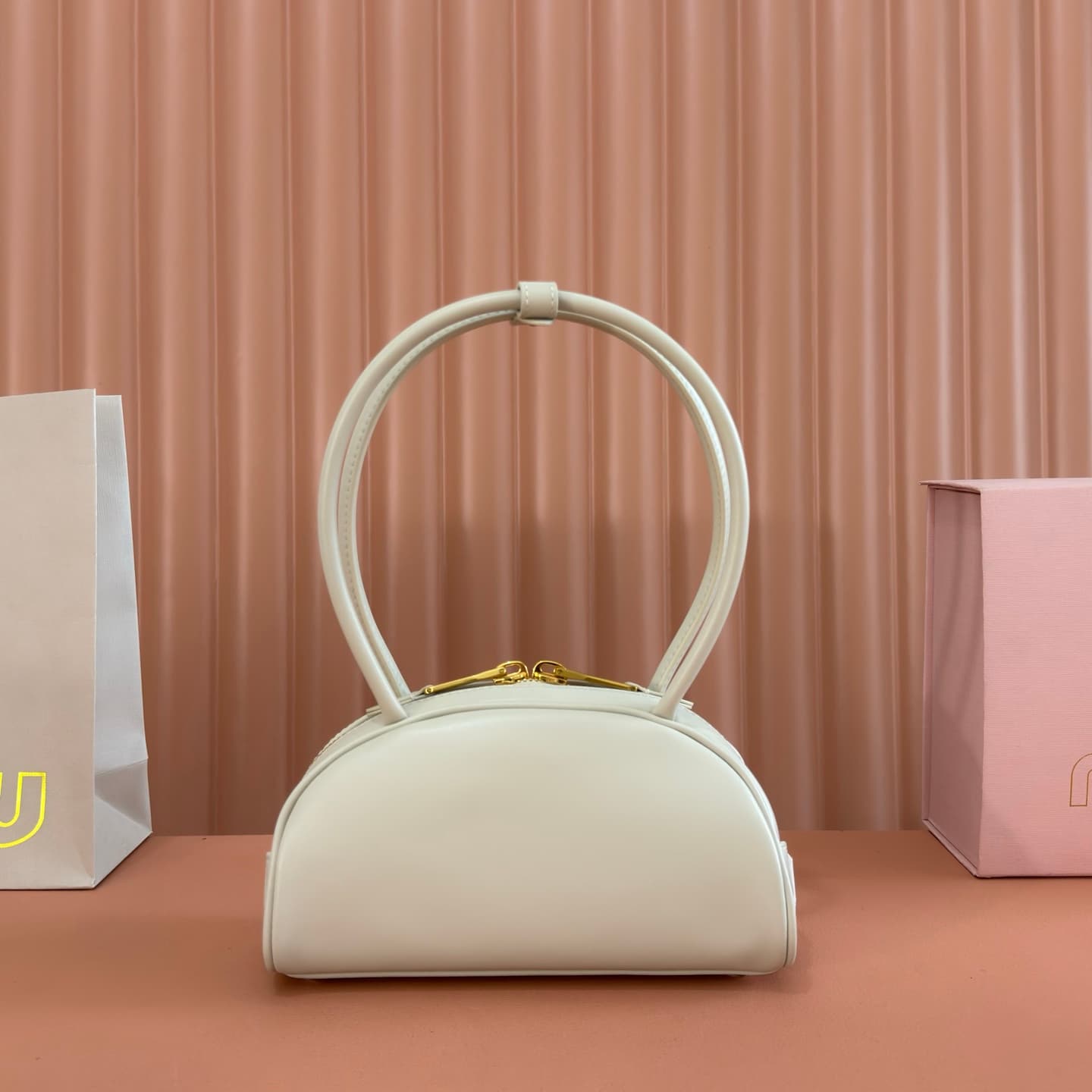 Miu Miu Chalk White Beau Leather Bag 5BB192 High